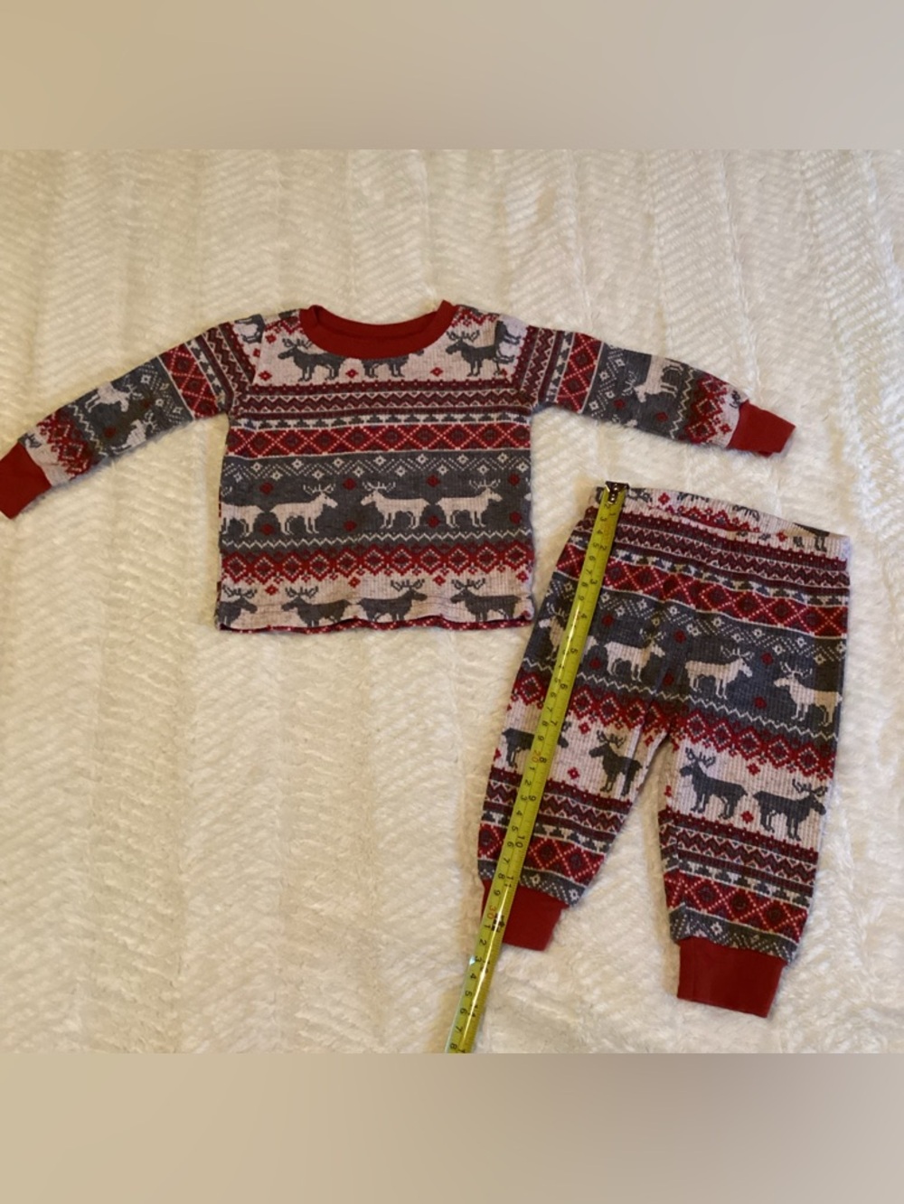 THe Children's Place Family Thermal Reindeer Fairisle Cotton Pajamas 2pc 0-3 Mon